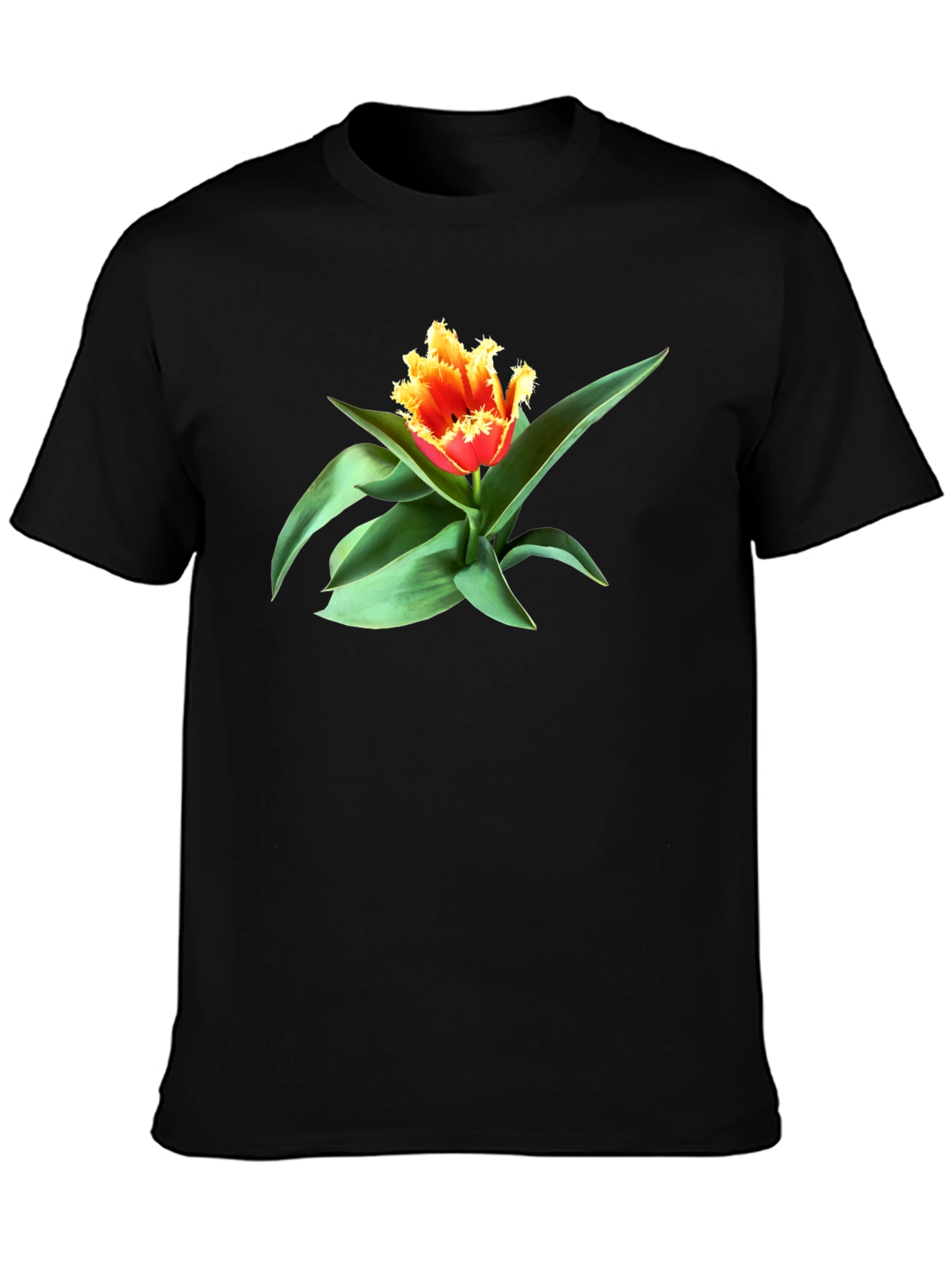 Fringed Tulip Graphic Tee - Modern Floral Shirt