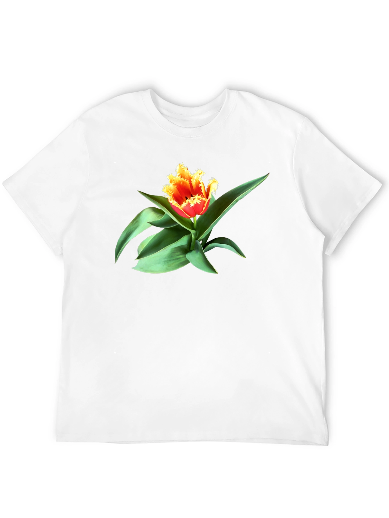 Fringed Tulip Graphic Tee - Modern Floral Shirt
