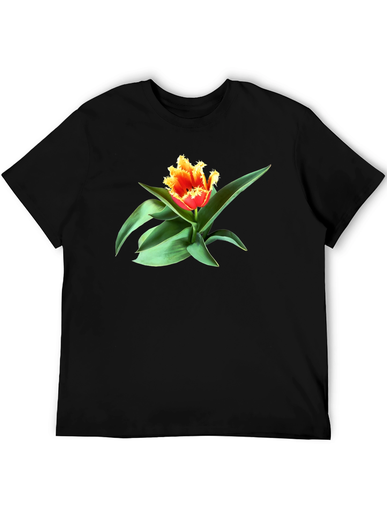 Fringed Tulip Graphic Tee - Modern Floral Shirt
