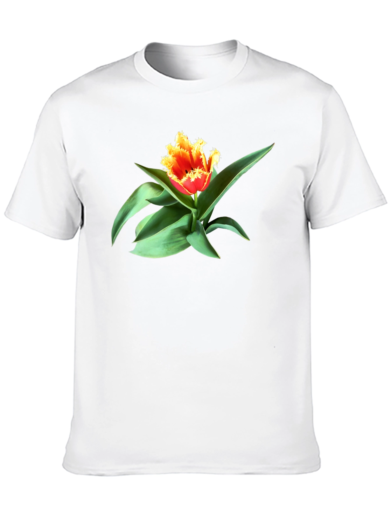 Fringed Tulip Graphic Tee - Modern Floral Shirt