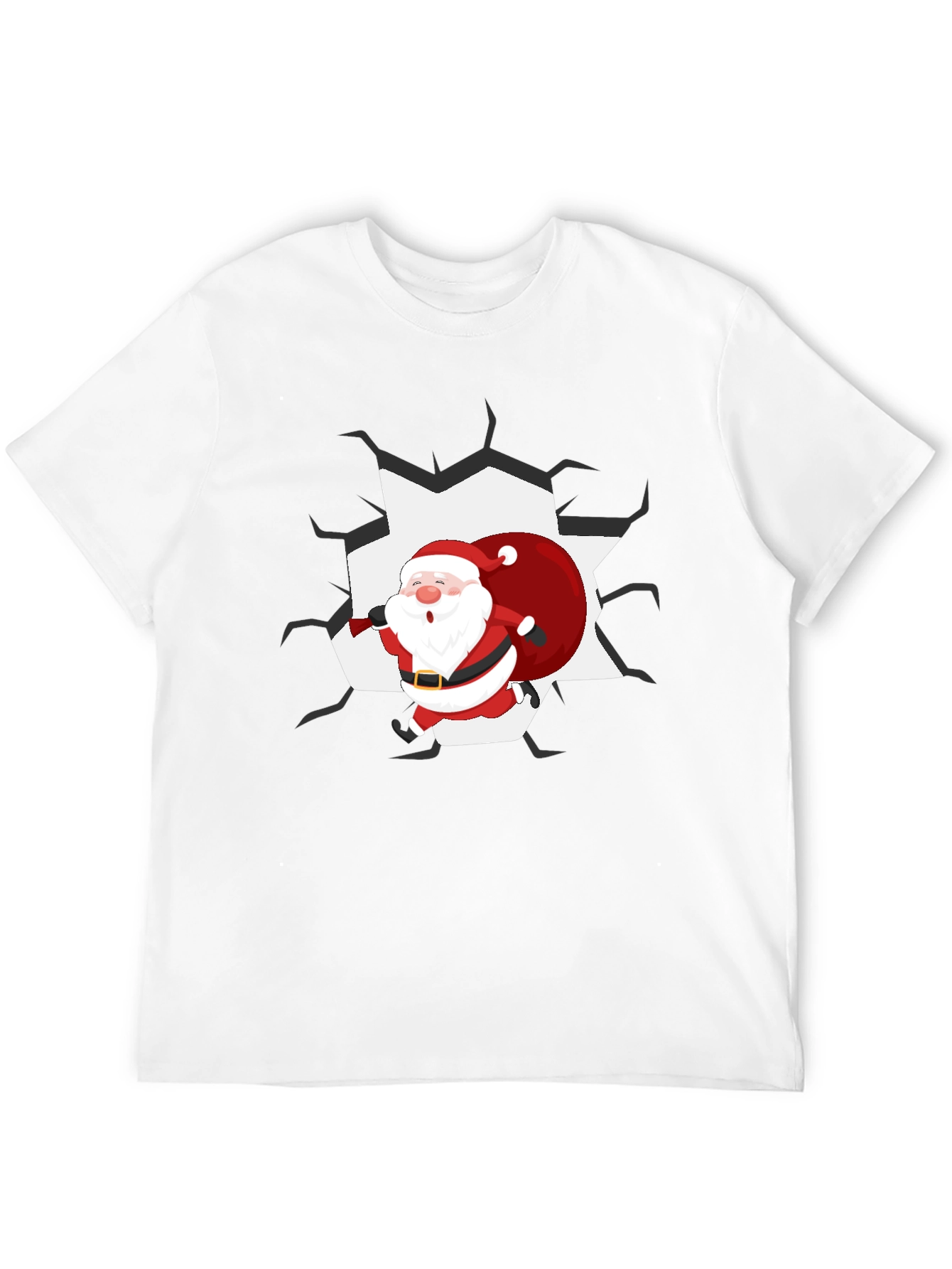Santa Crashing Through T-Shirt