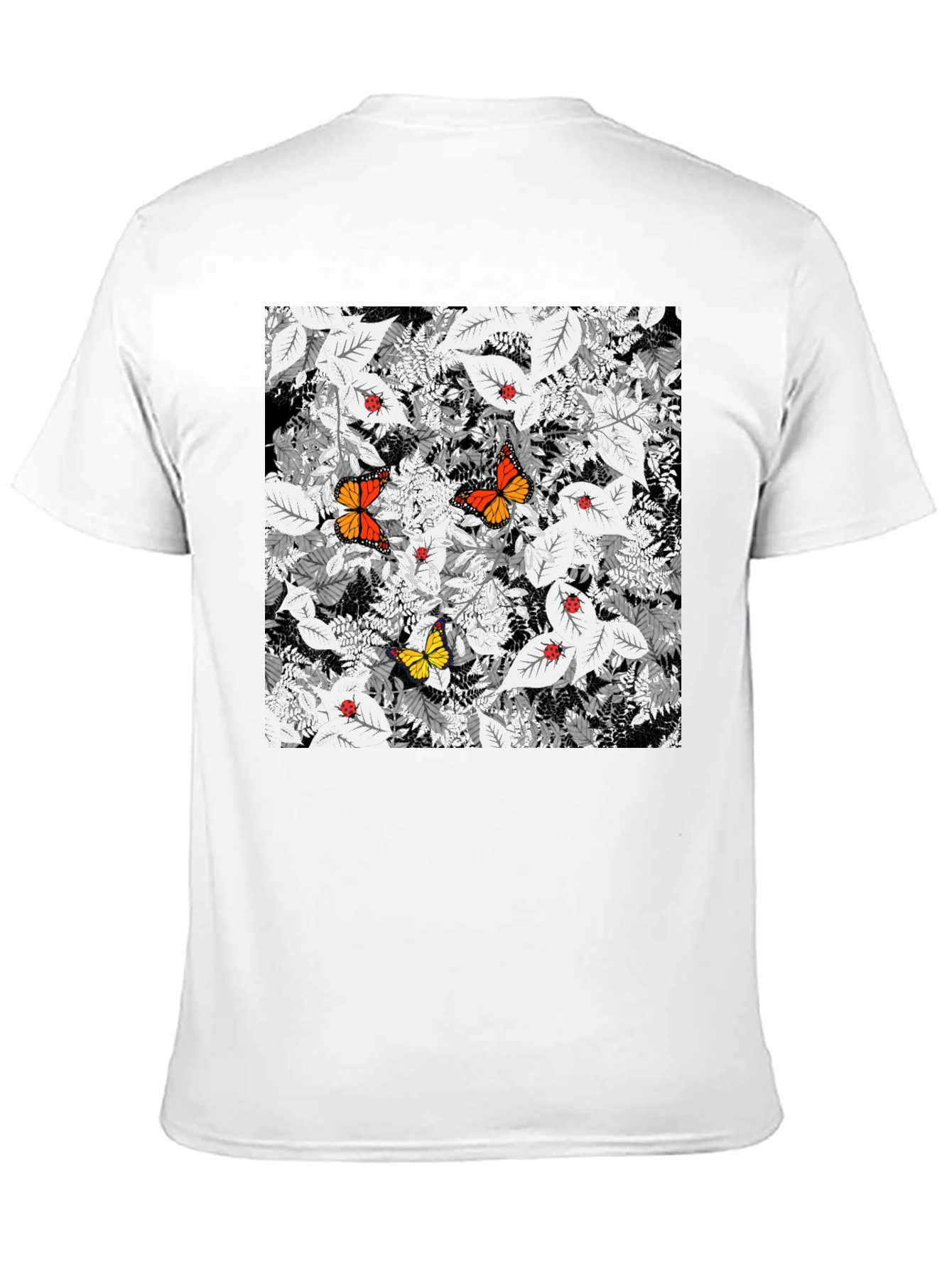 Butterfly & Ladybug Graphic Print Black T-Shirt
