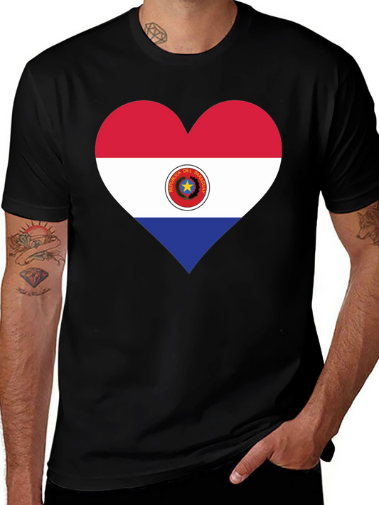 Paraguay Flag Heart T-Shirt - Black