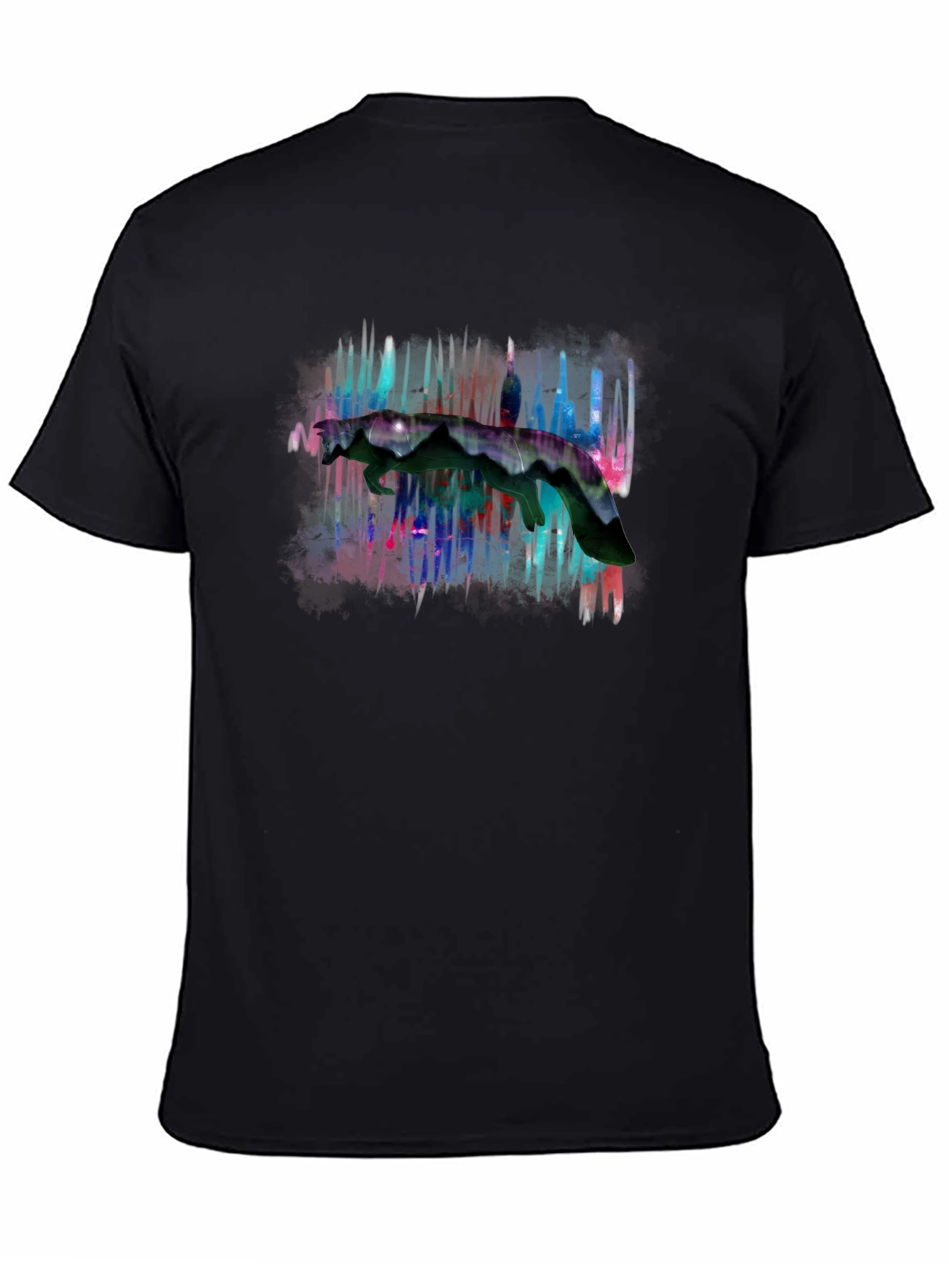 Abstract Graphic Print Black Crewneck T-Shirt