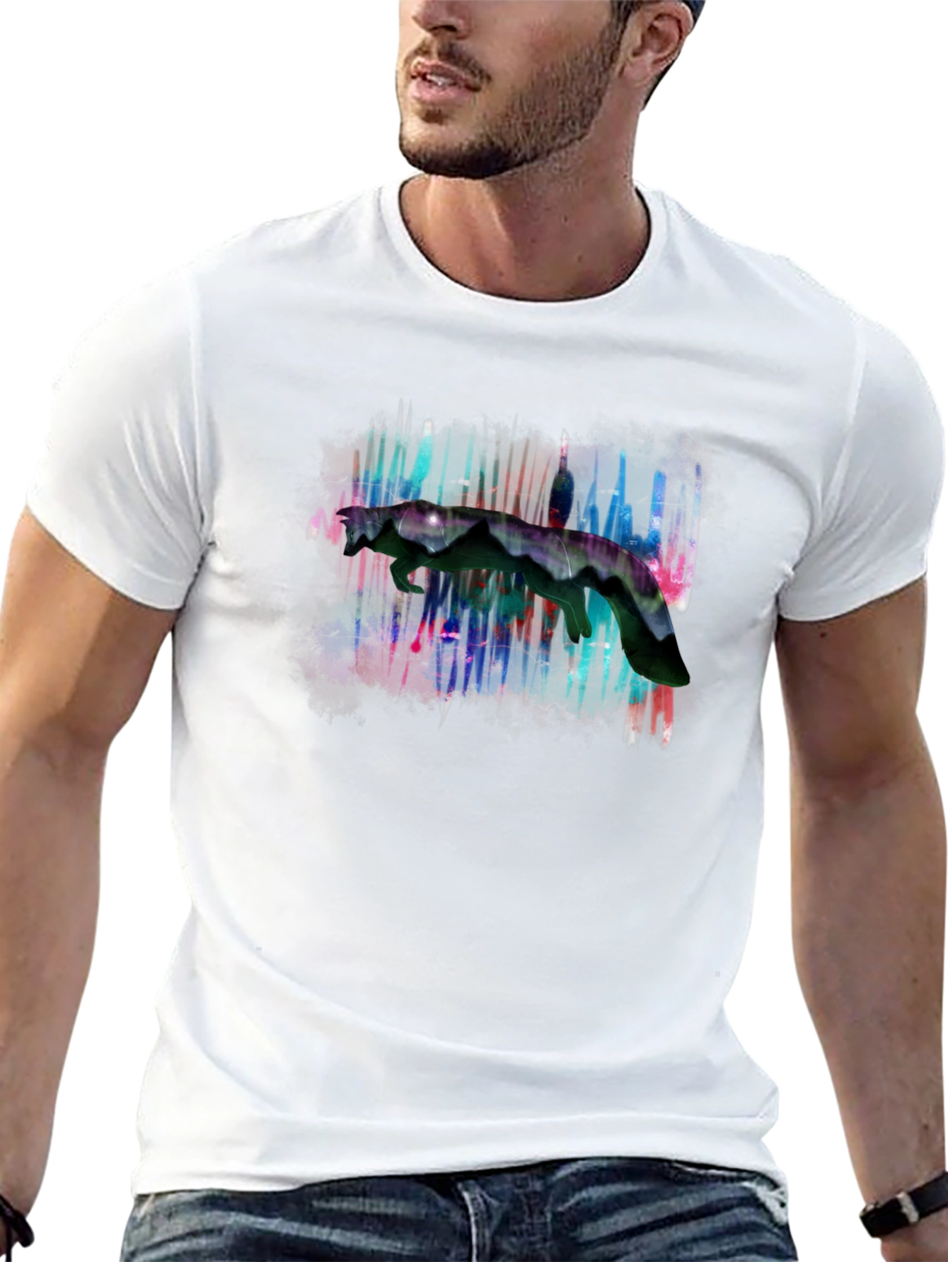Abstract Graphic Print Black Crewneck T-Shirt