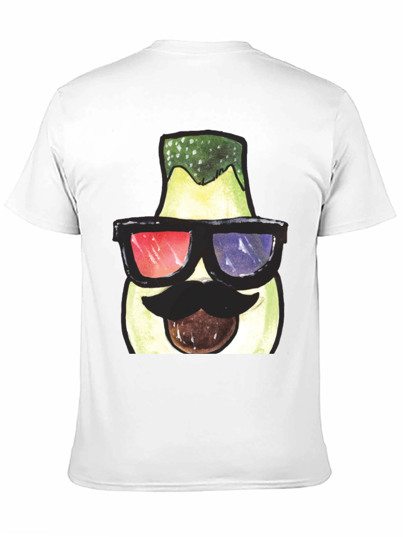 Funny Avocado 3D Glasses Graphic T-Shirt