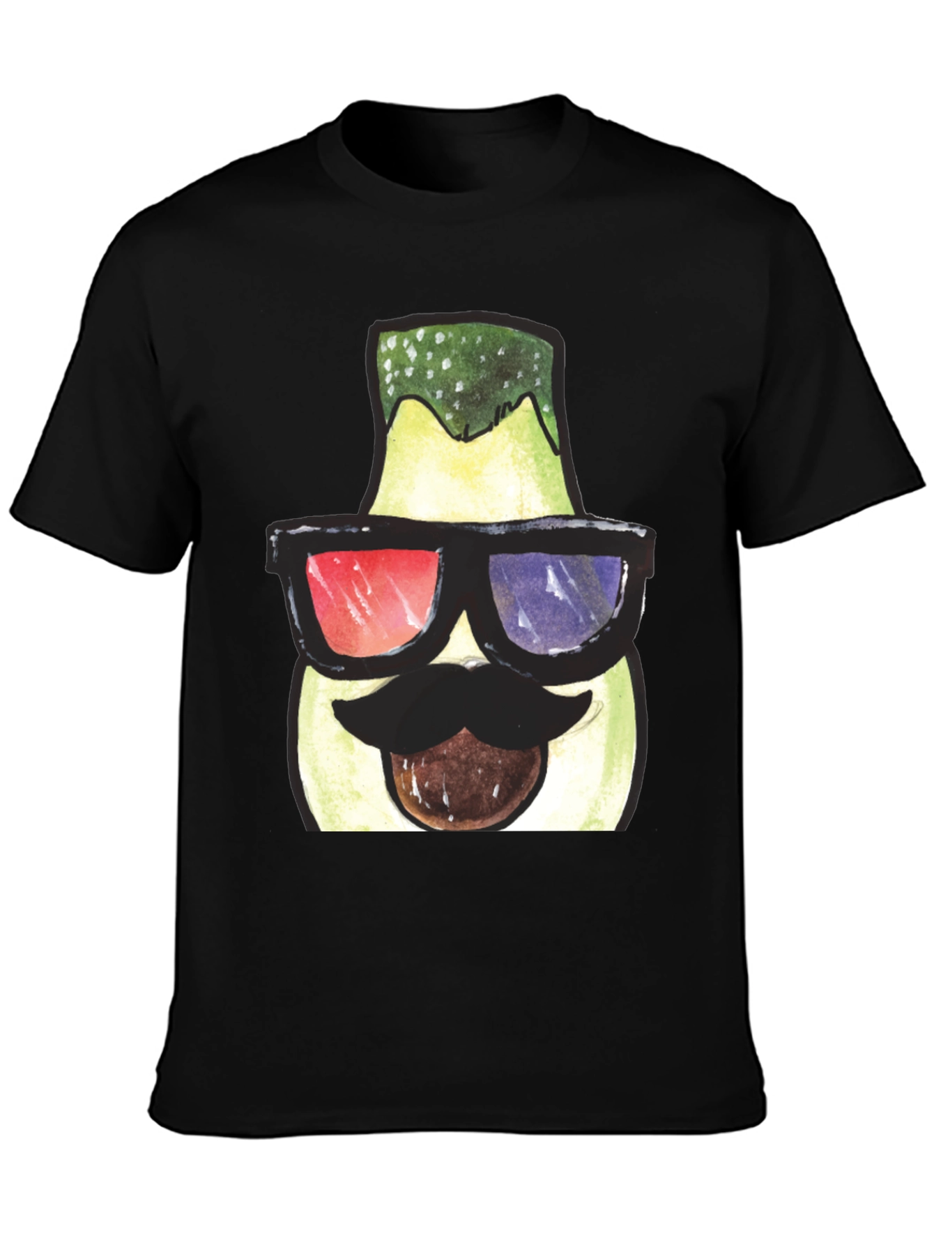 Funny Avocado 3D Glasses Graphic T-Shirt