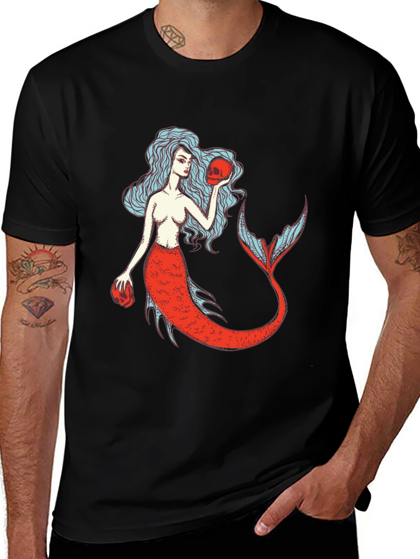 Mermaid Skull Graphic T-Shirt