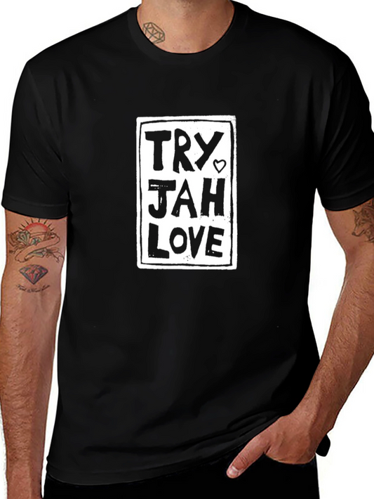 Try Jah Love Graphic Black T-Shirt
