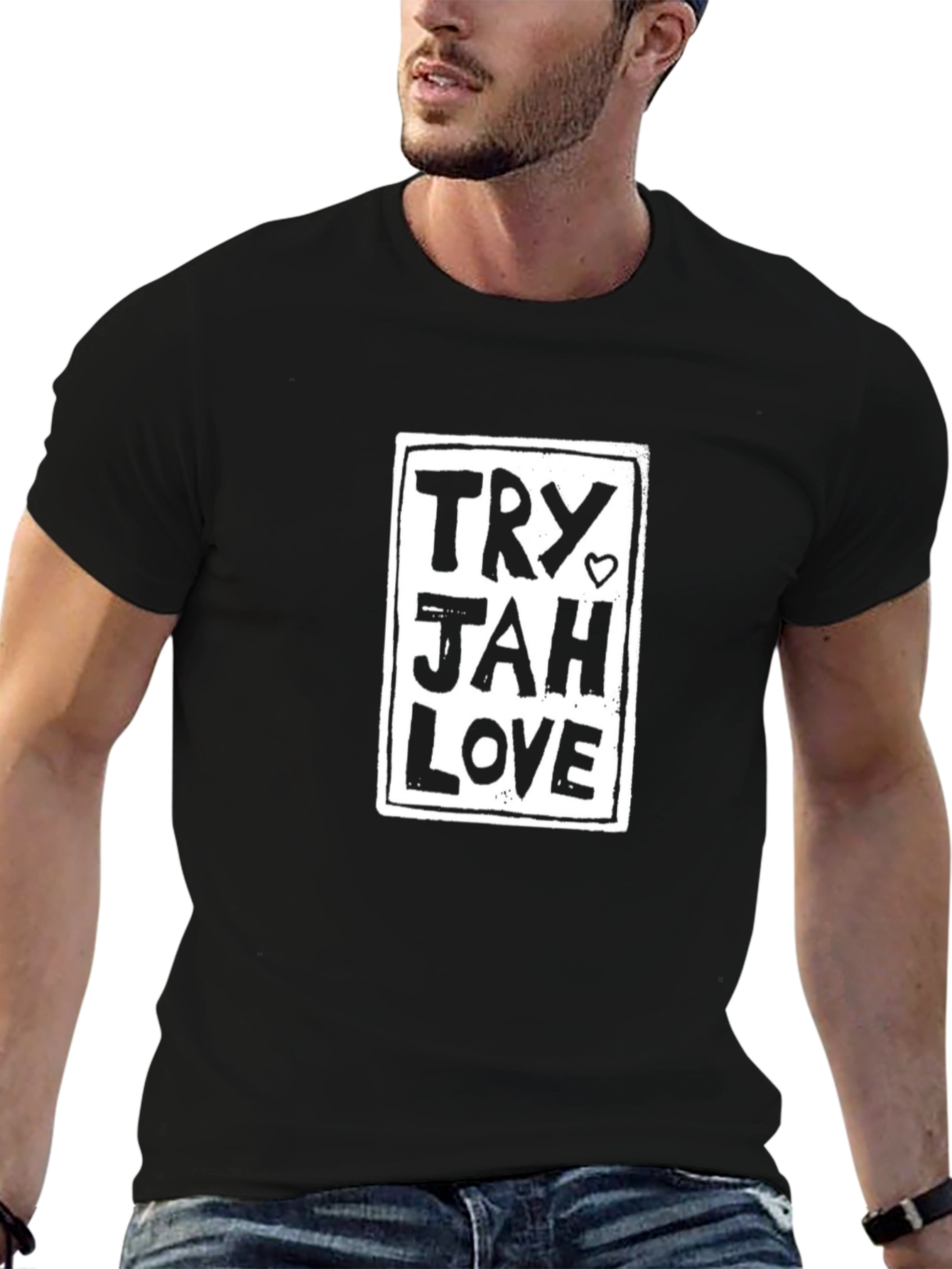 Try Jah Love Graphic Black T-Shirt