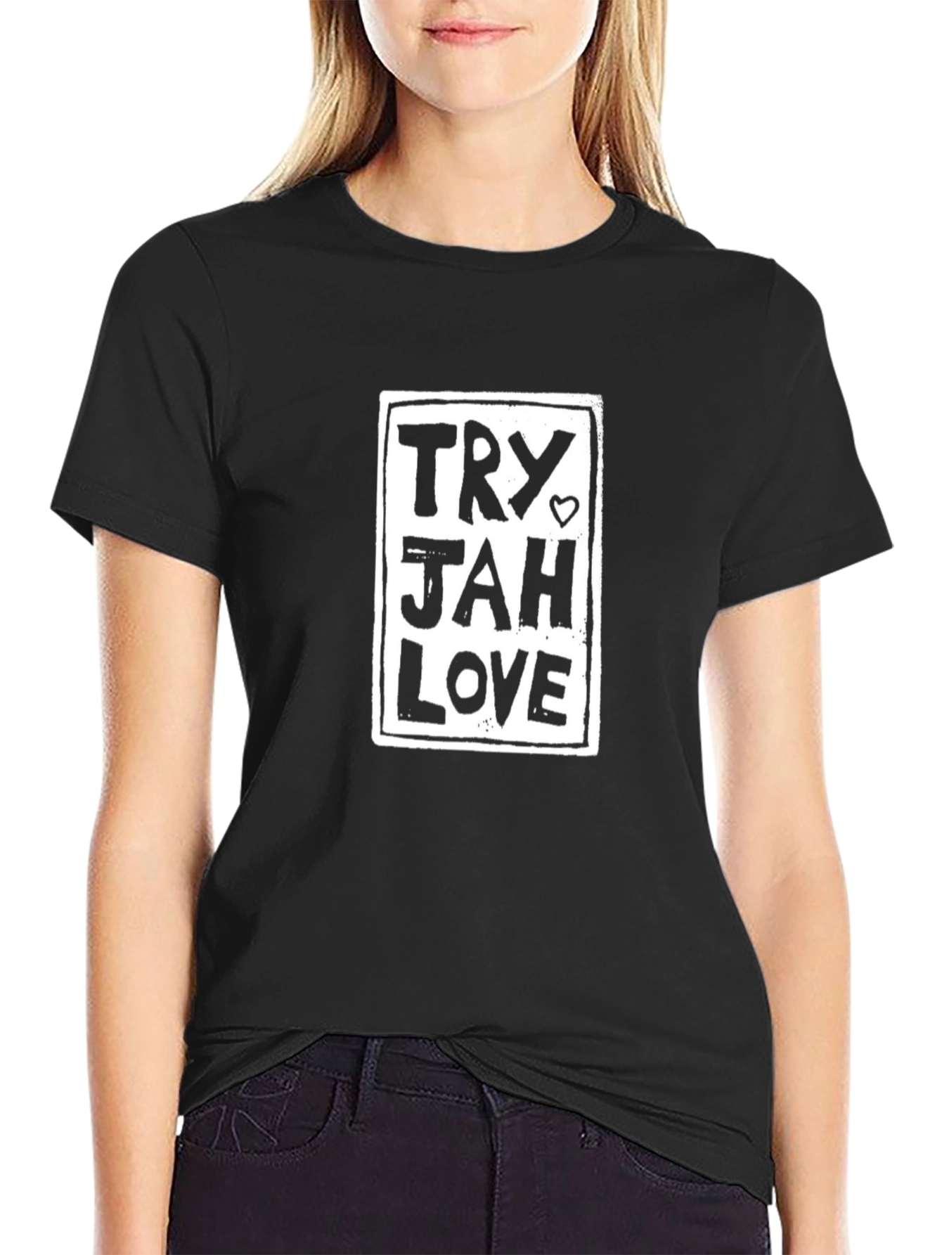 Try Jah Love Graphic Black T-Shirt