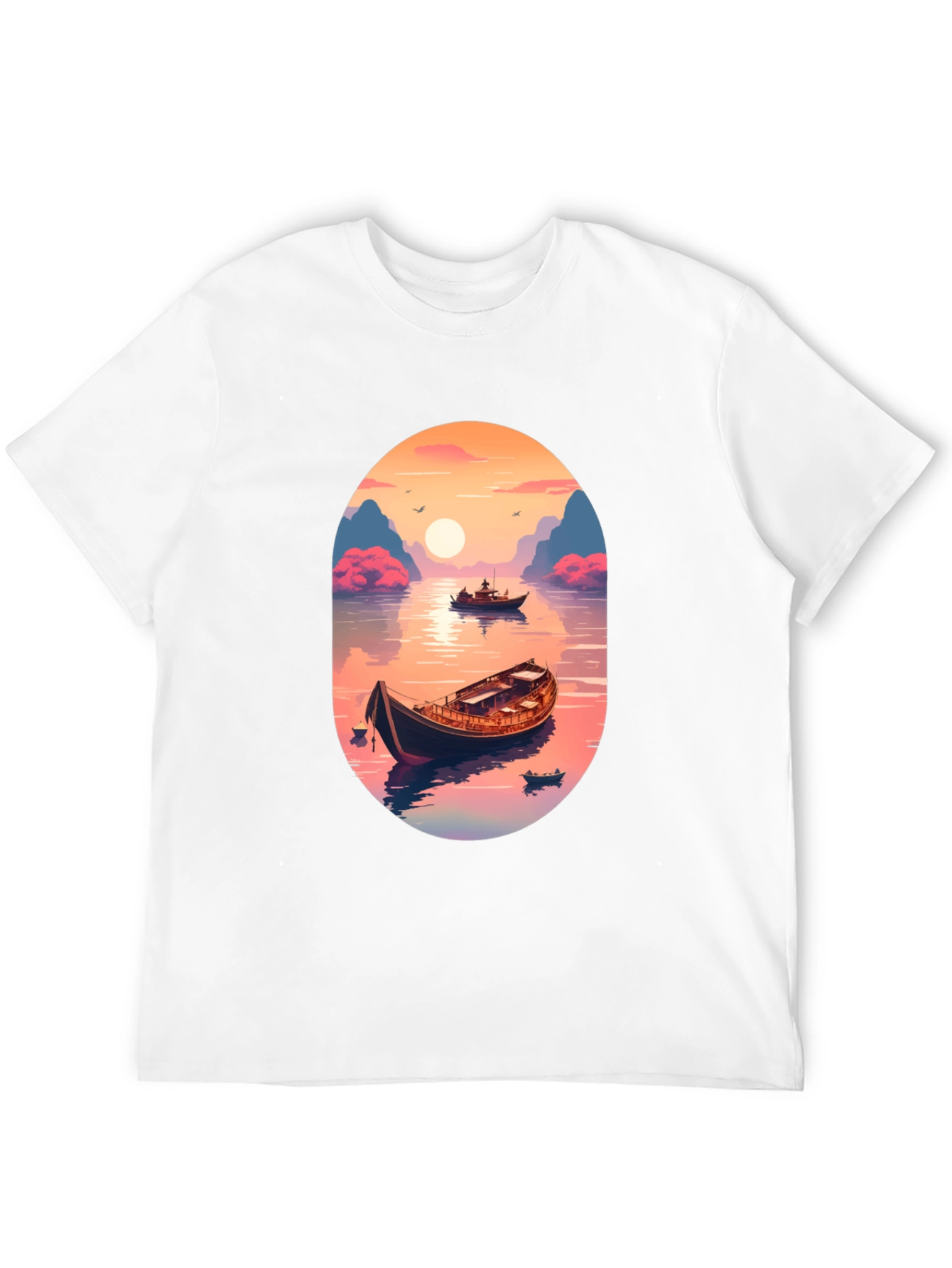 Artistic Boat Graphic T-Shirt