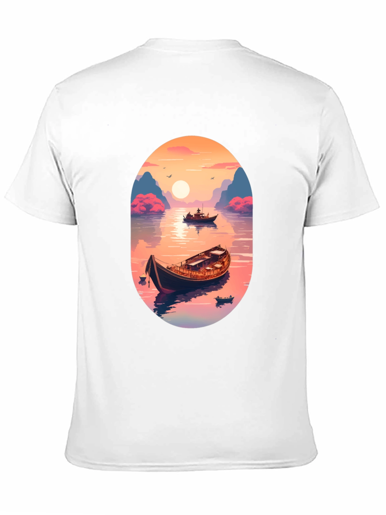 Artistic Boat Graphic T-Shirt