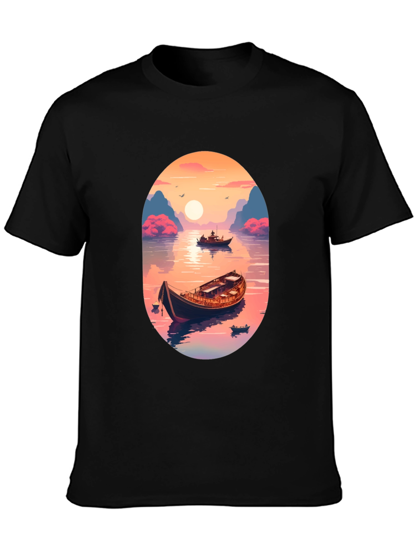 Artistic Boat Graphic T-Shirt