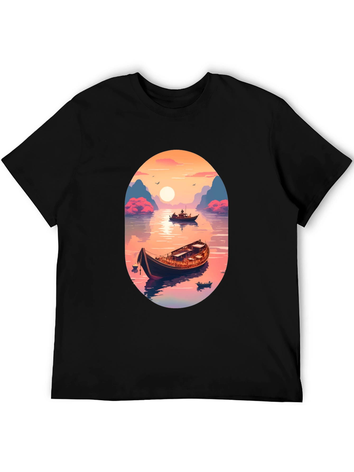 Artistic Boat Graphic T-Shirt