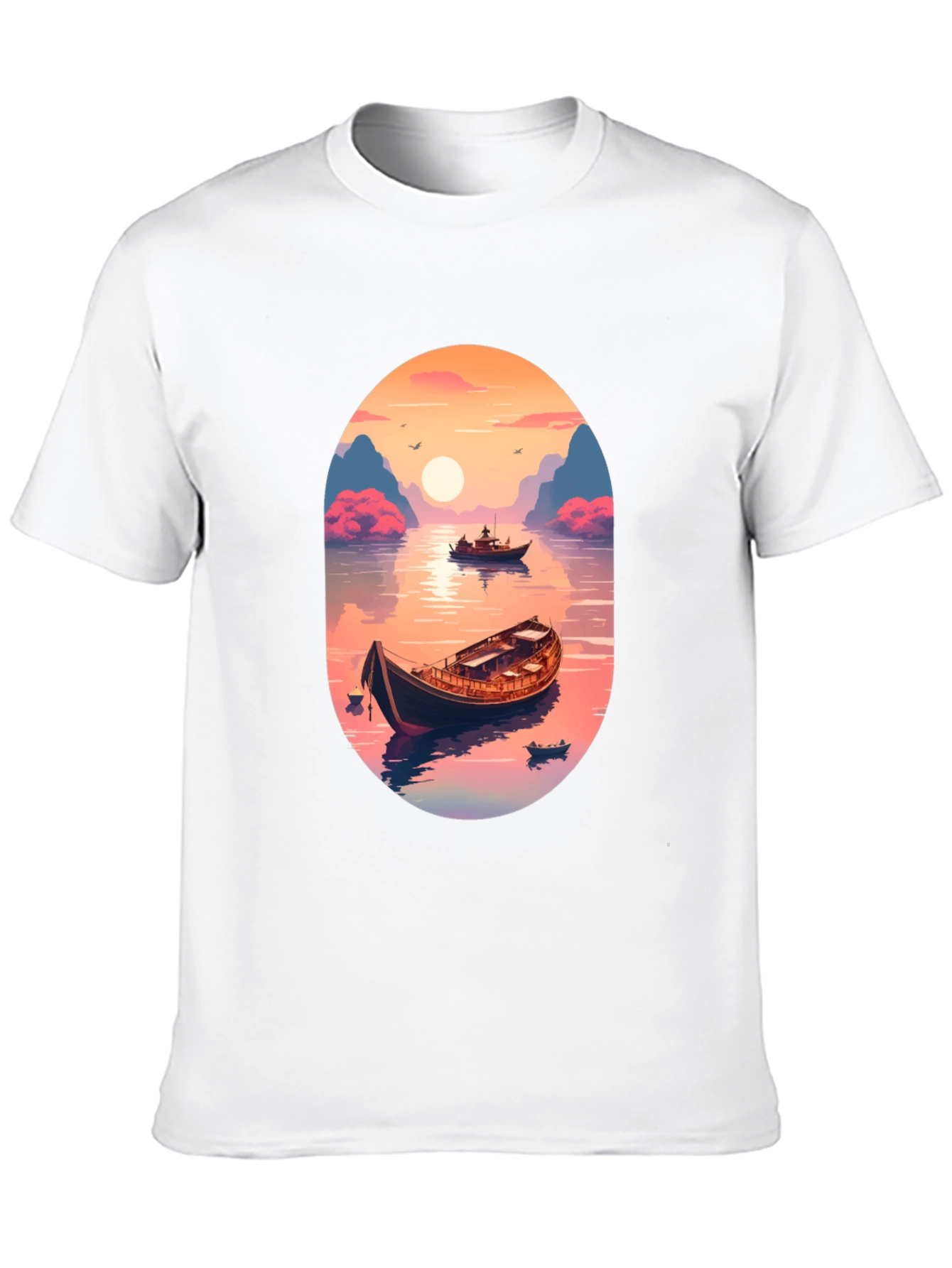 Artistic Boat Graphic T-Shirt