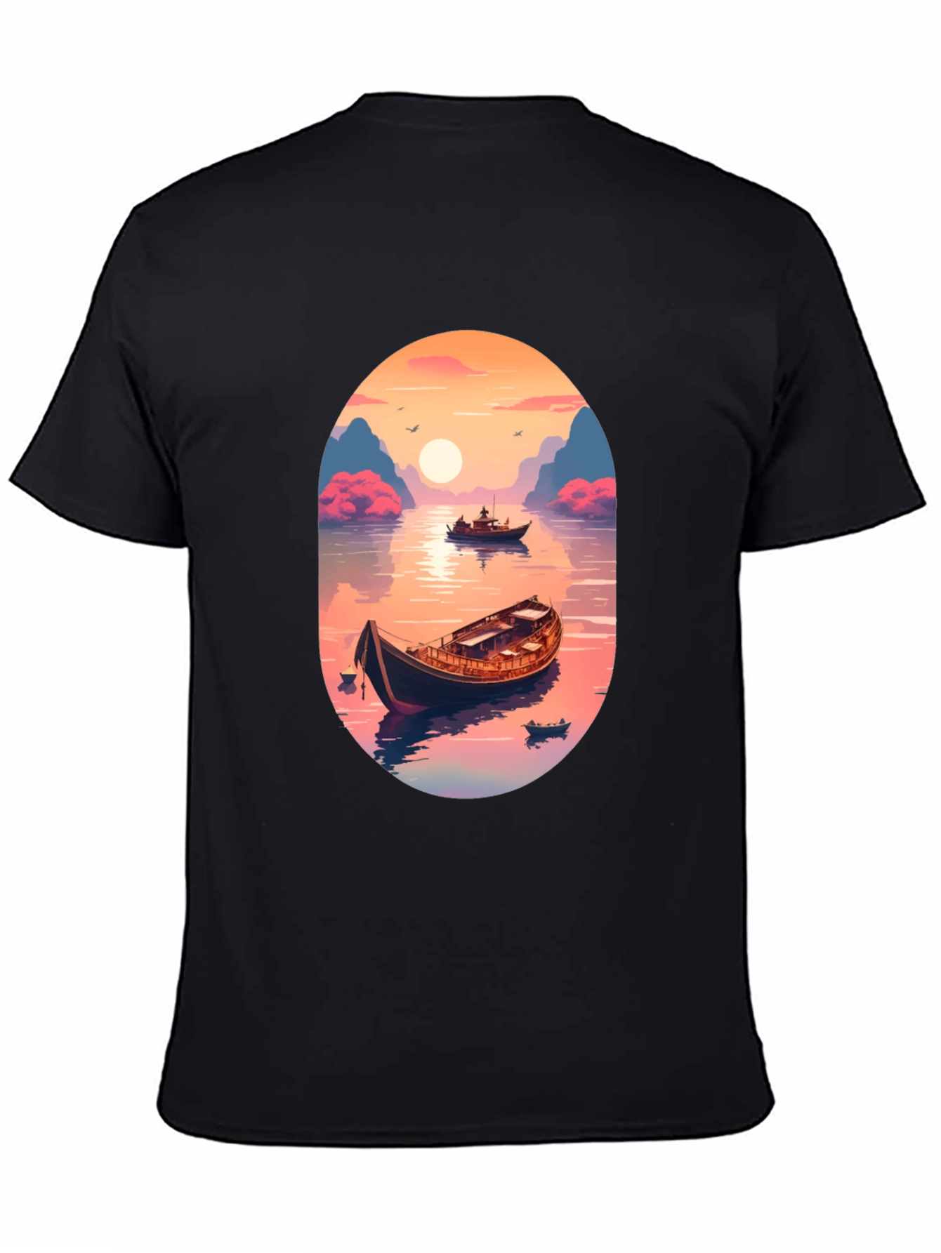 Artistic Boat Graphic T-Shirt