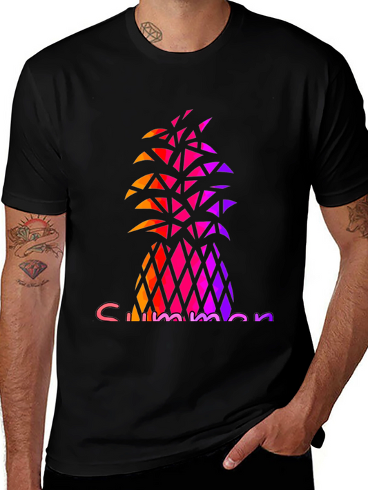 Summer Pineapple Graphic Tee - Stylish Black T-Shirt