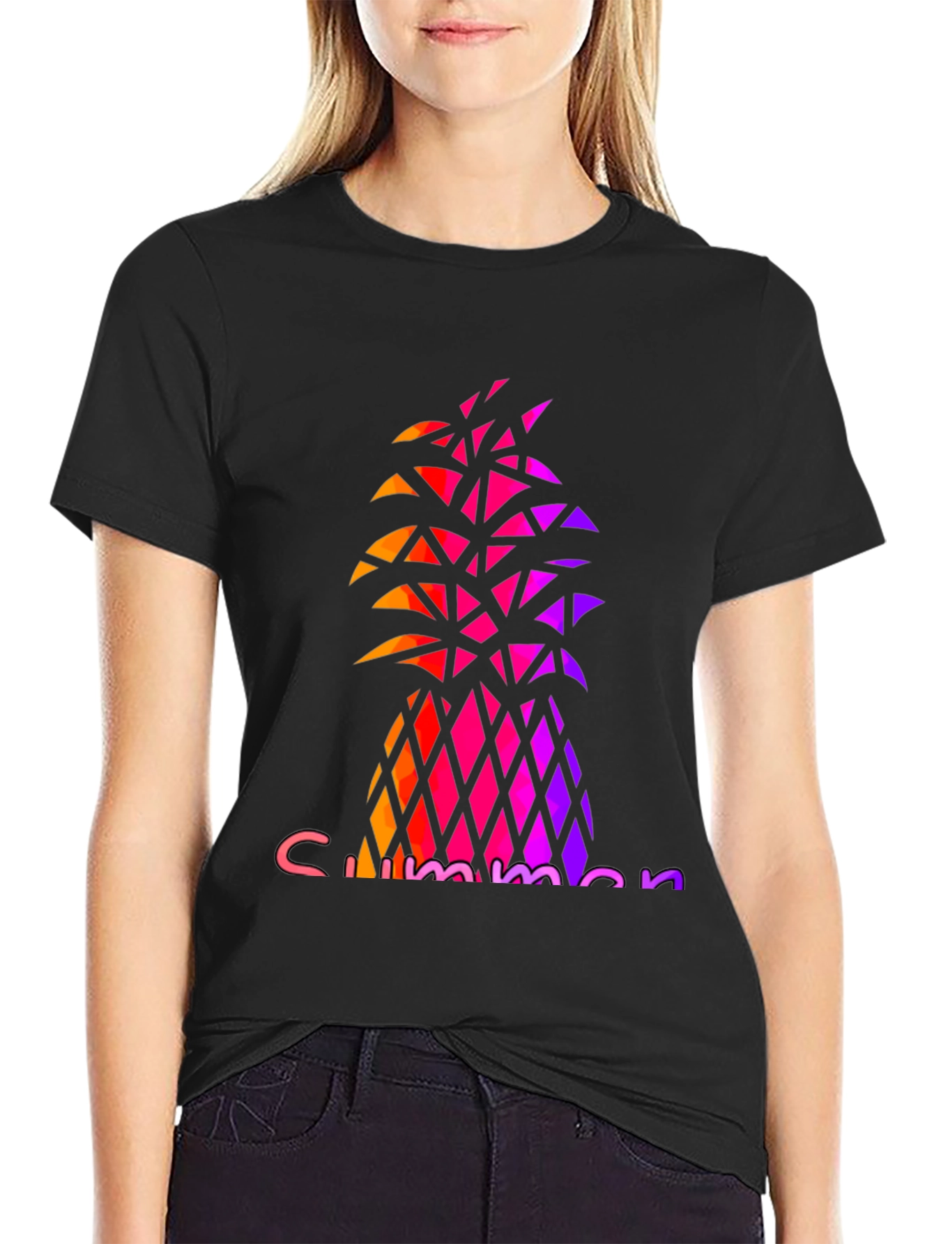 Summer Pineapple Graphic Tee - Stylish Black T-Shirt