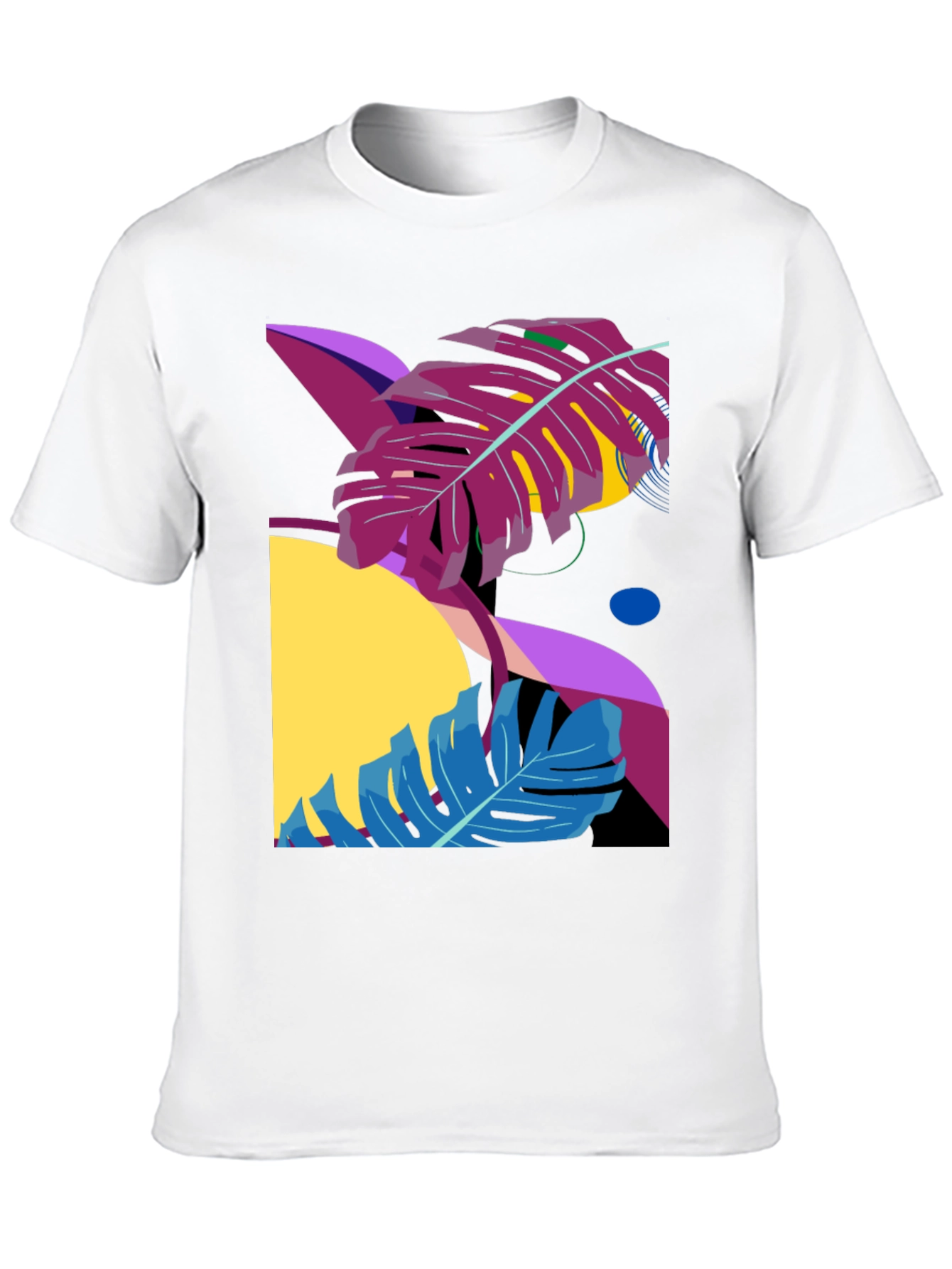 Abstract Tropical Leaf Black Graphic Tee