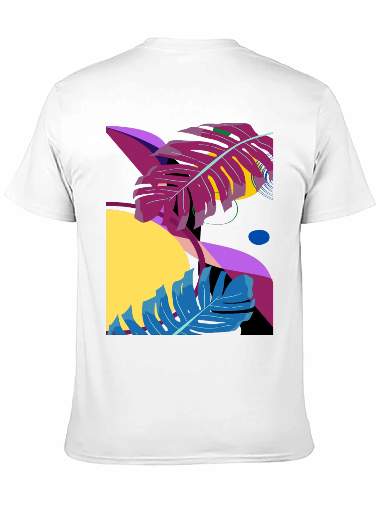 Abstract Tropical Leaf Black Graphic Tee
