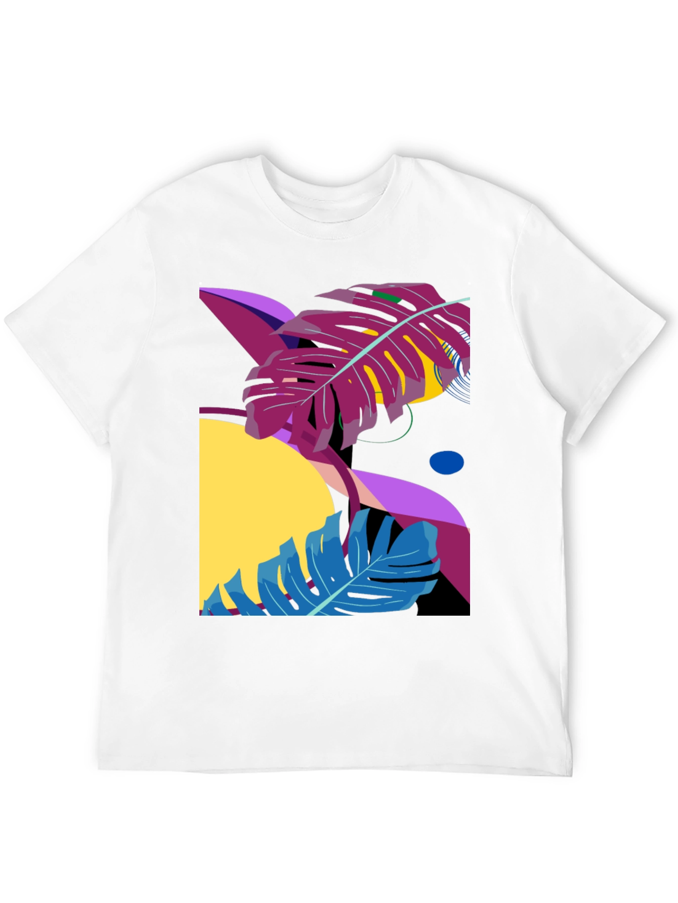 Abstract Tropical Leaf Black Graphic Tee