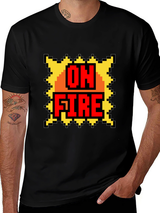 On Fire Graphic Tee - Pixel Art Style