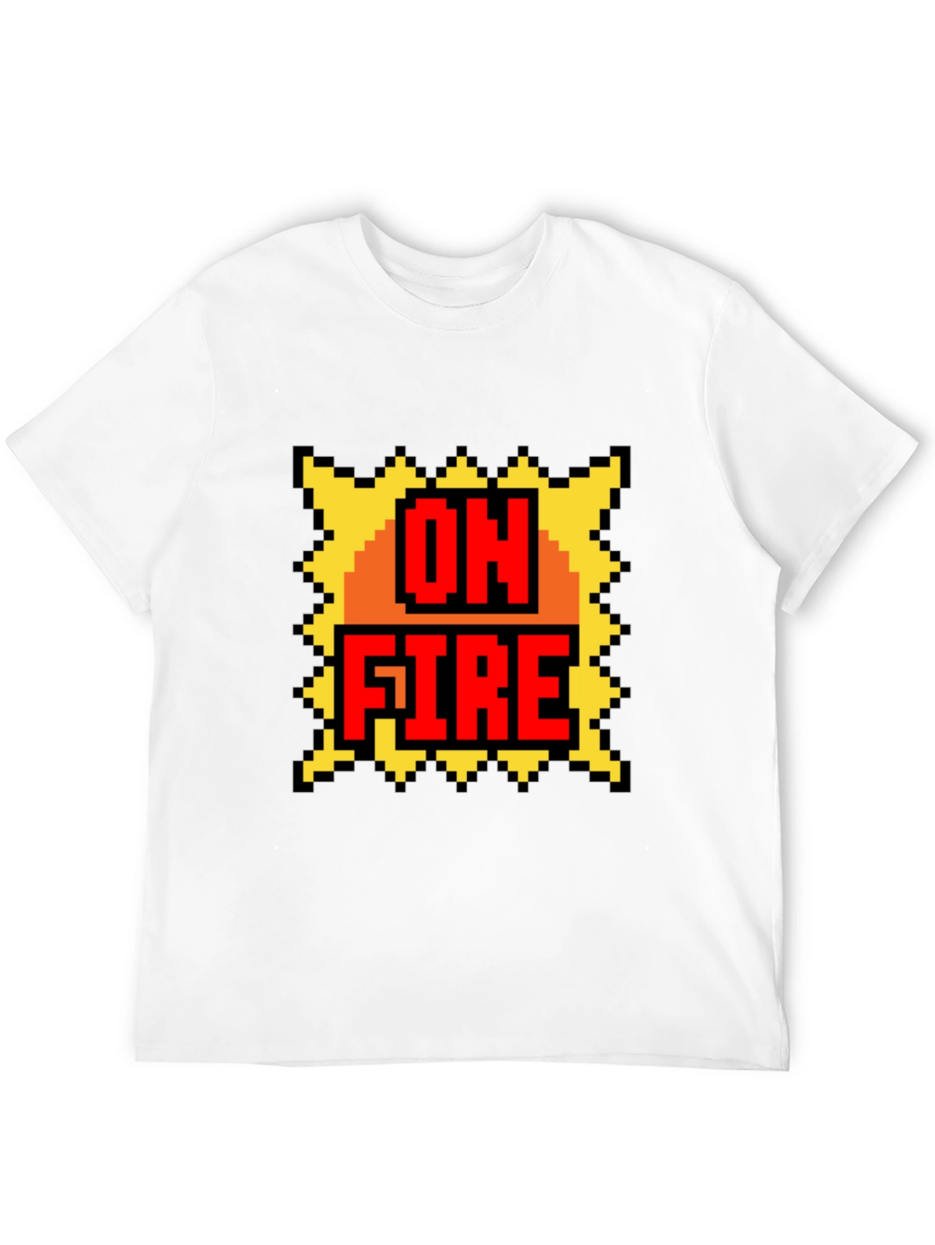 On Fire Graphic Tee - Pixel Art Style