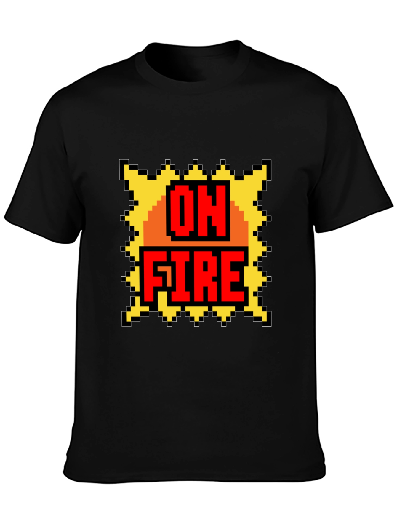On Fire Graphic Tee - Pixel Art Style