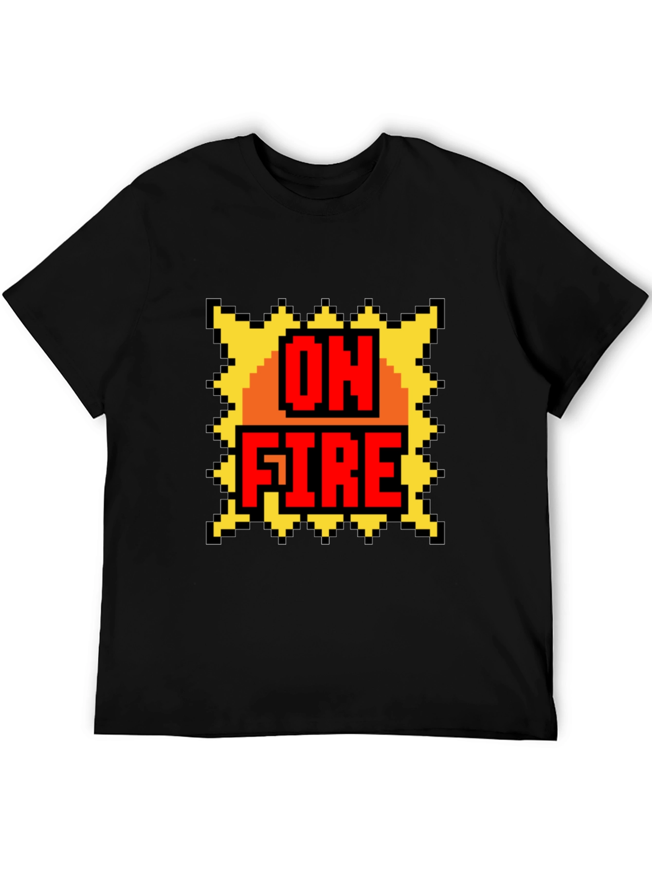 On Fire Graphic Tee - Pixel Art Style