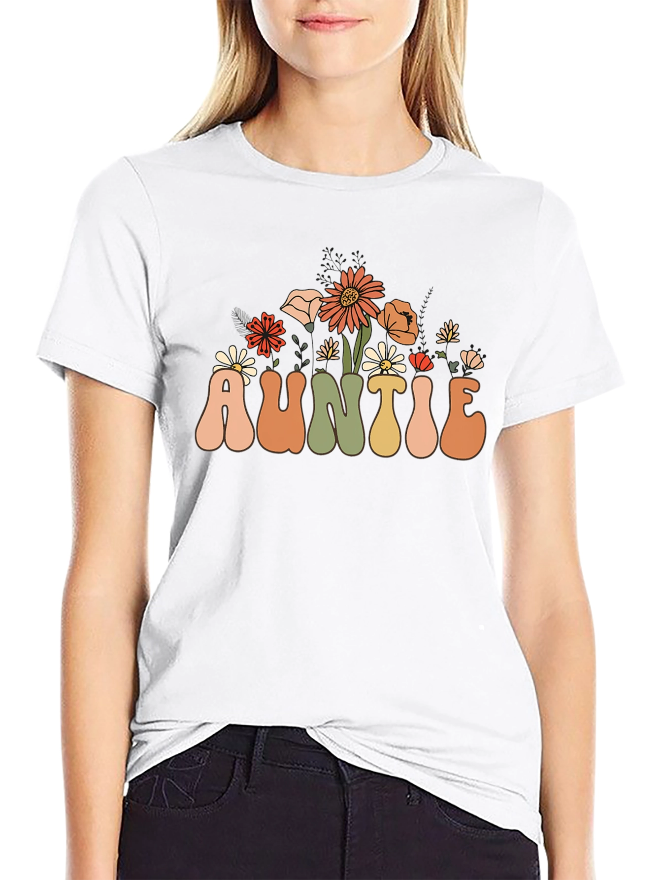 Floral Auntie T-Shirt - Retro Style
