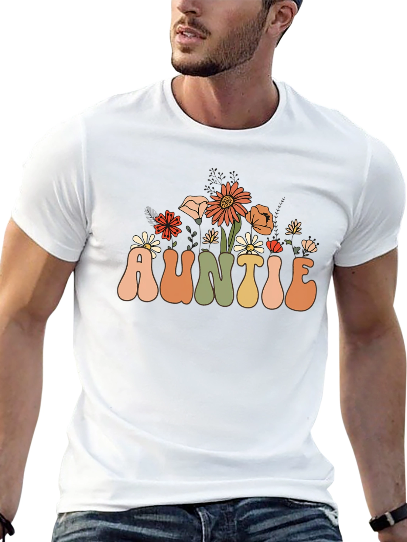 Floral Auntie T-Shirt - Retro Style