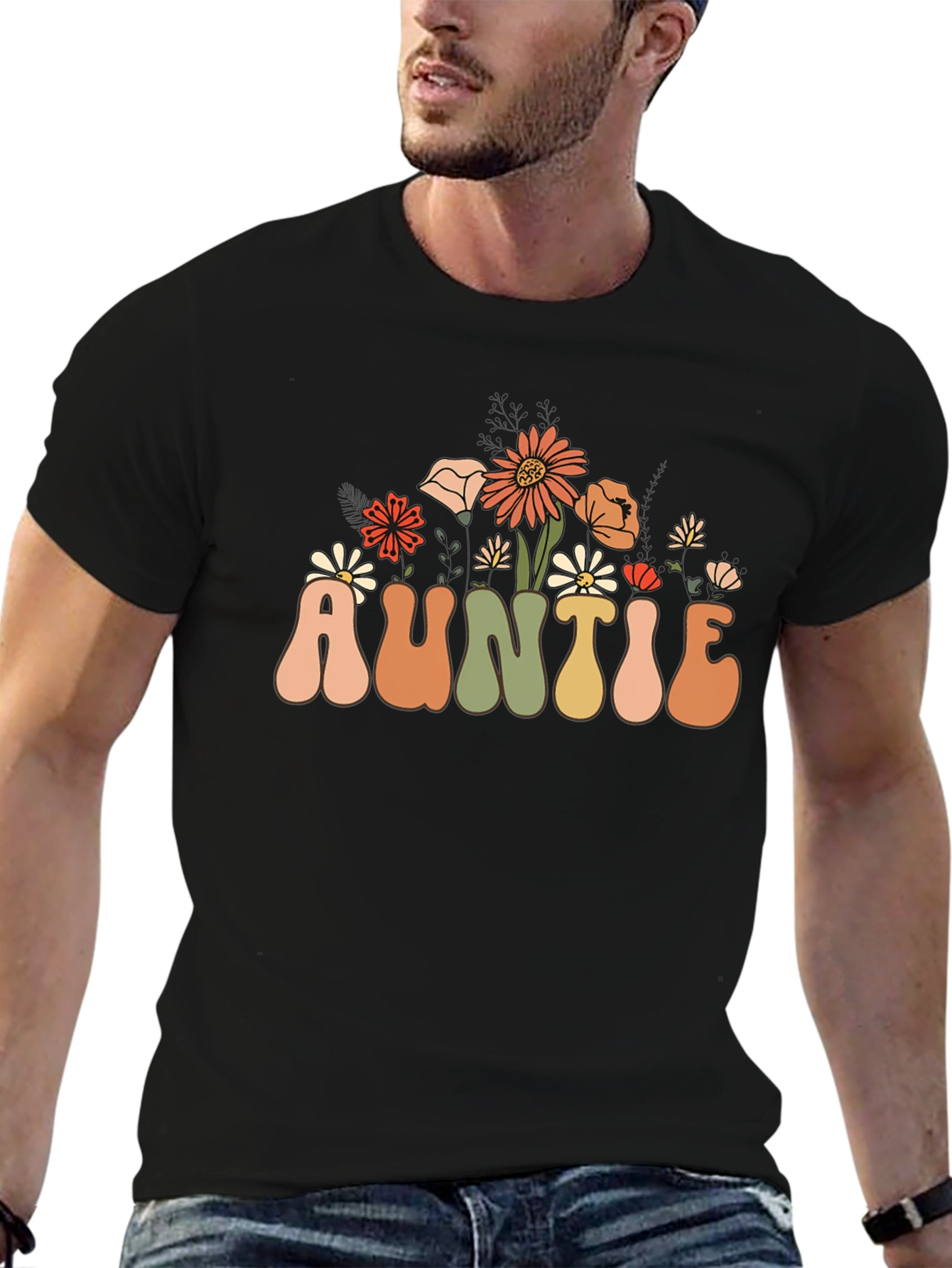 Floral Auntie T-Shirt - Retro Style