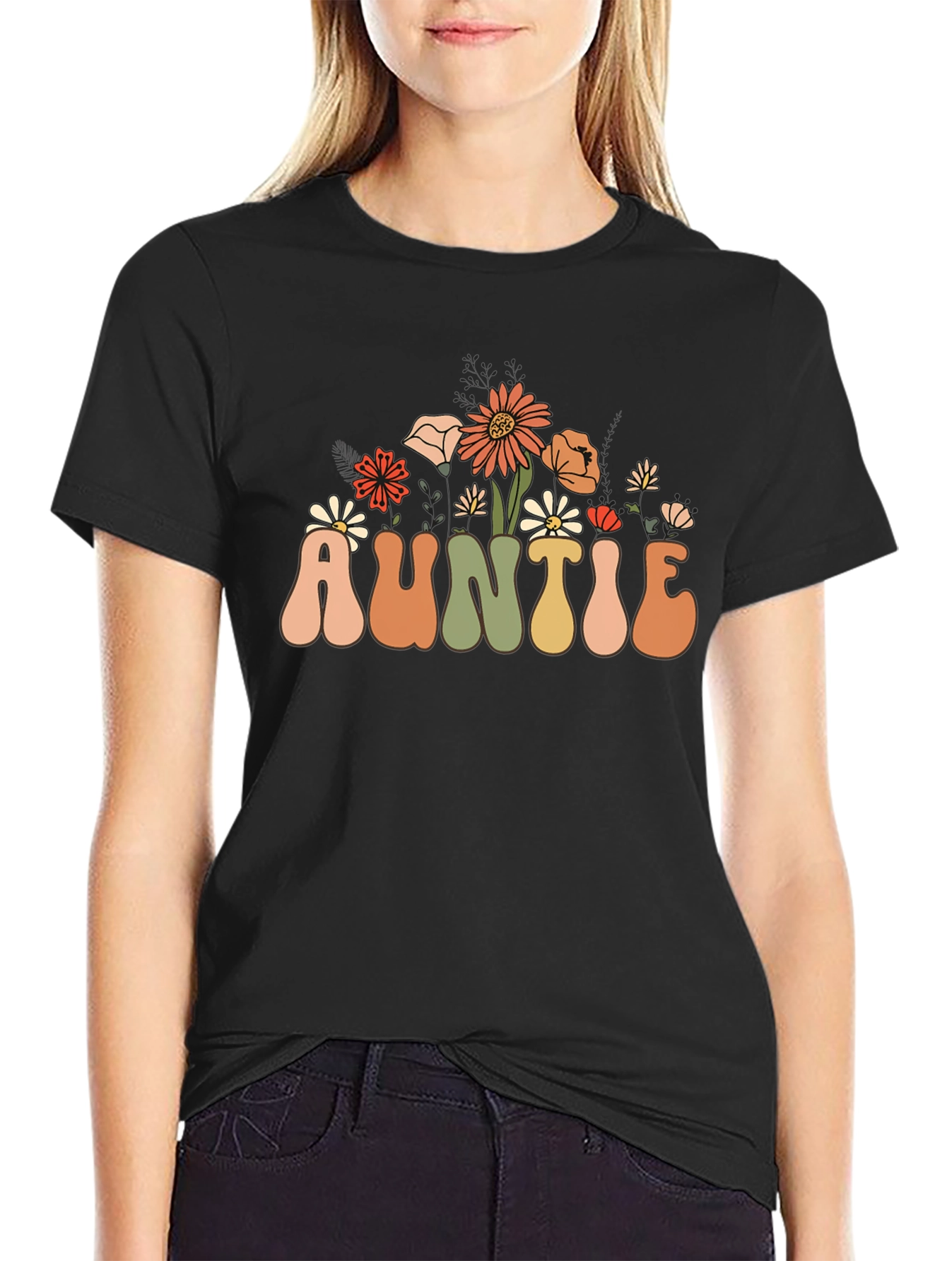 Floral Auntie T-Shirt - Retro Style
