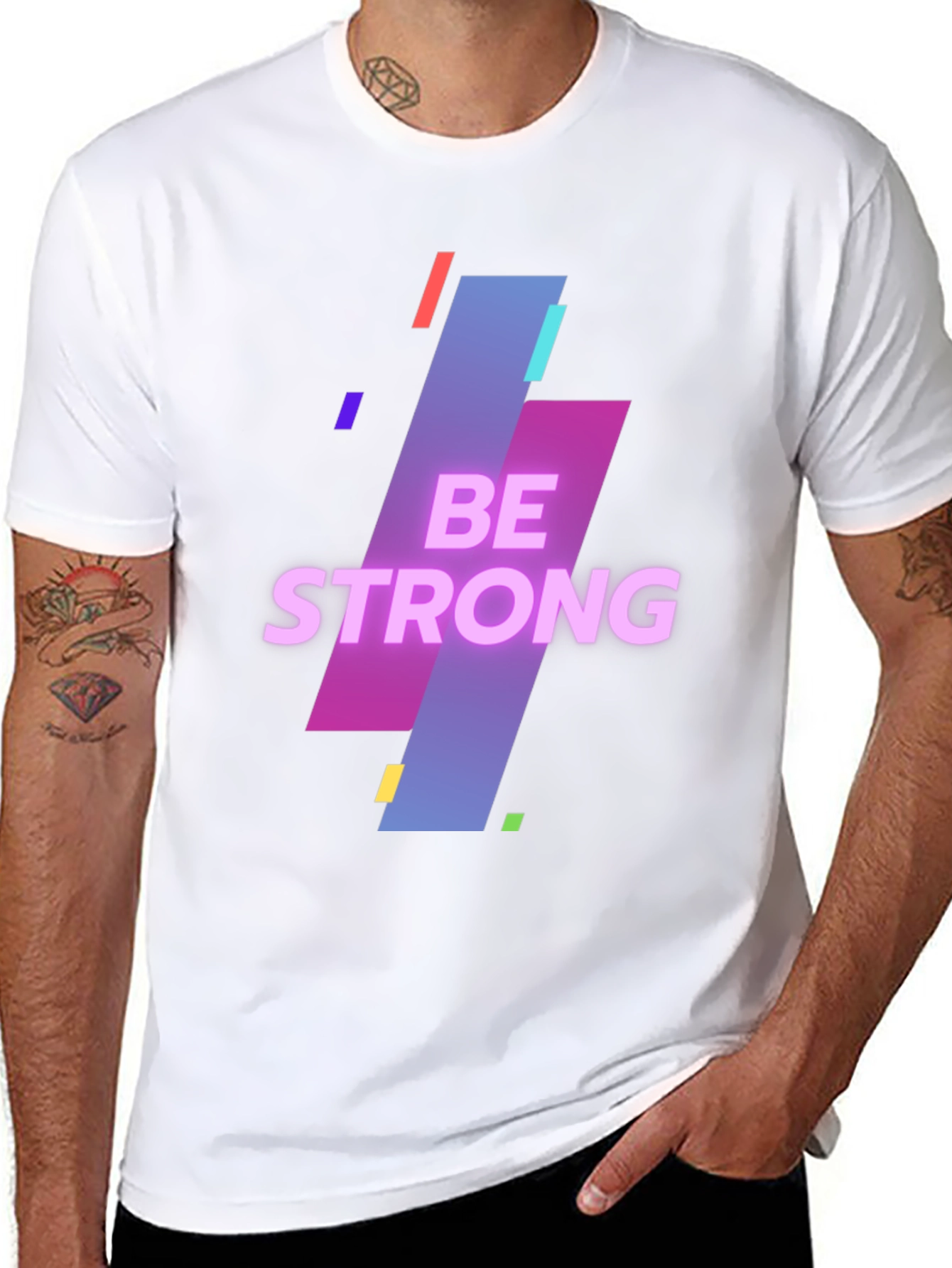 Be Strong Graphic Print Mens Black T-Shirt