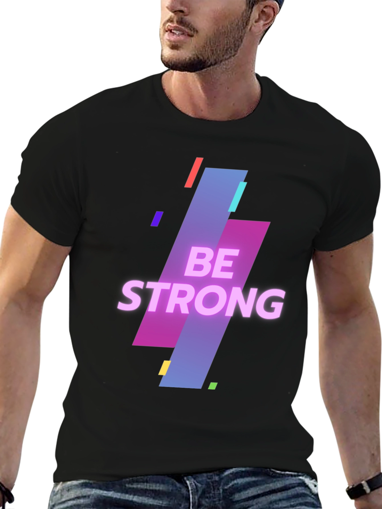 Be Strong Graphic Print Mens Black T-Shirt