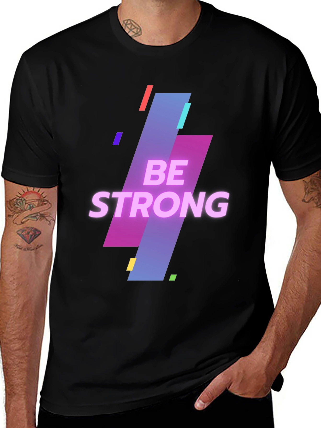 Be Strong Graphic Print Mens Black T-Shirt