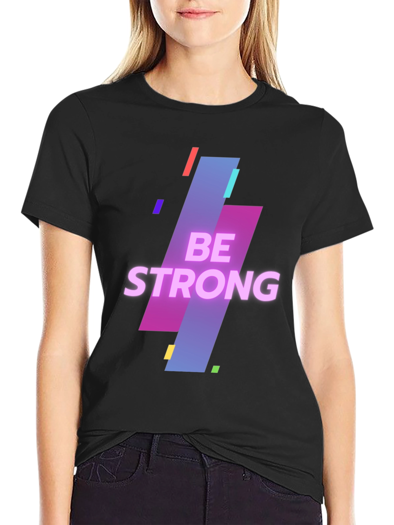 Be Strong Graphic Print Mens Black T-Shirt