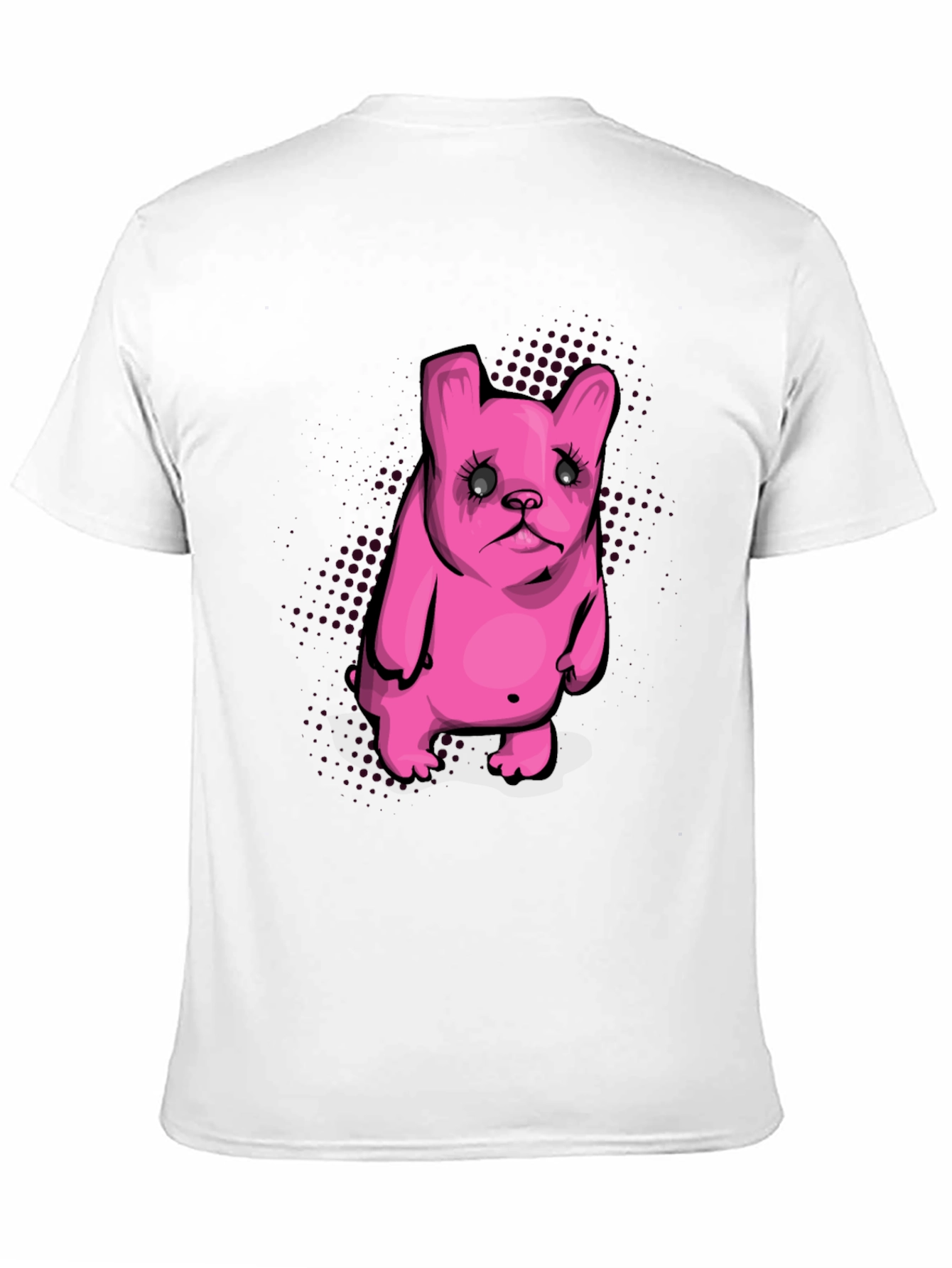 Pink Cartoon Dog Graphic Black T-Shirt