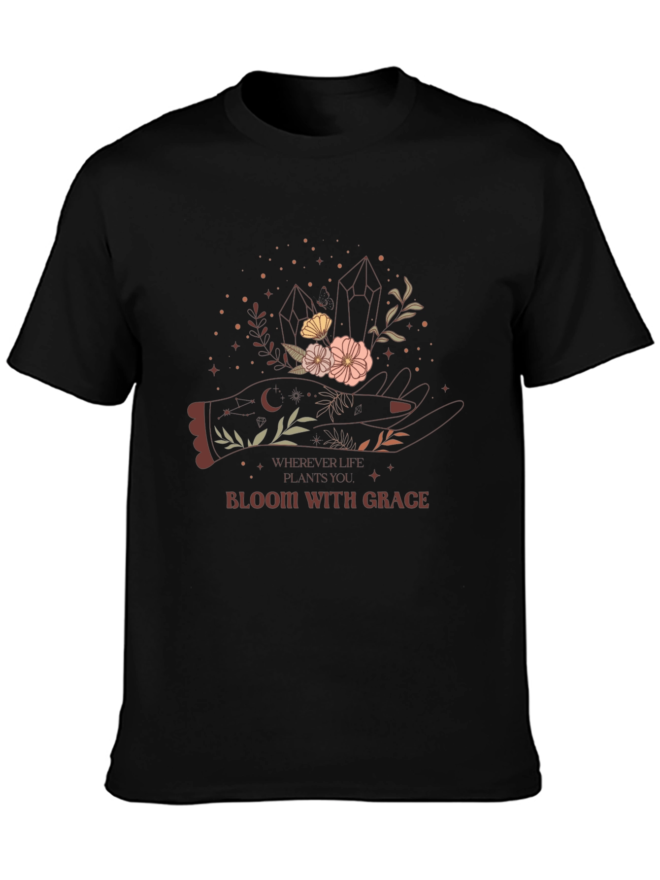 Bloom With Grace Graphic Tee - Black