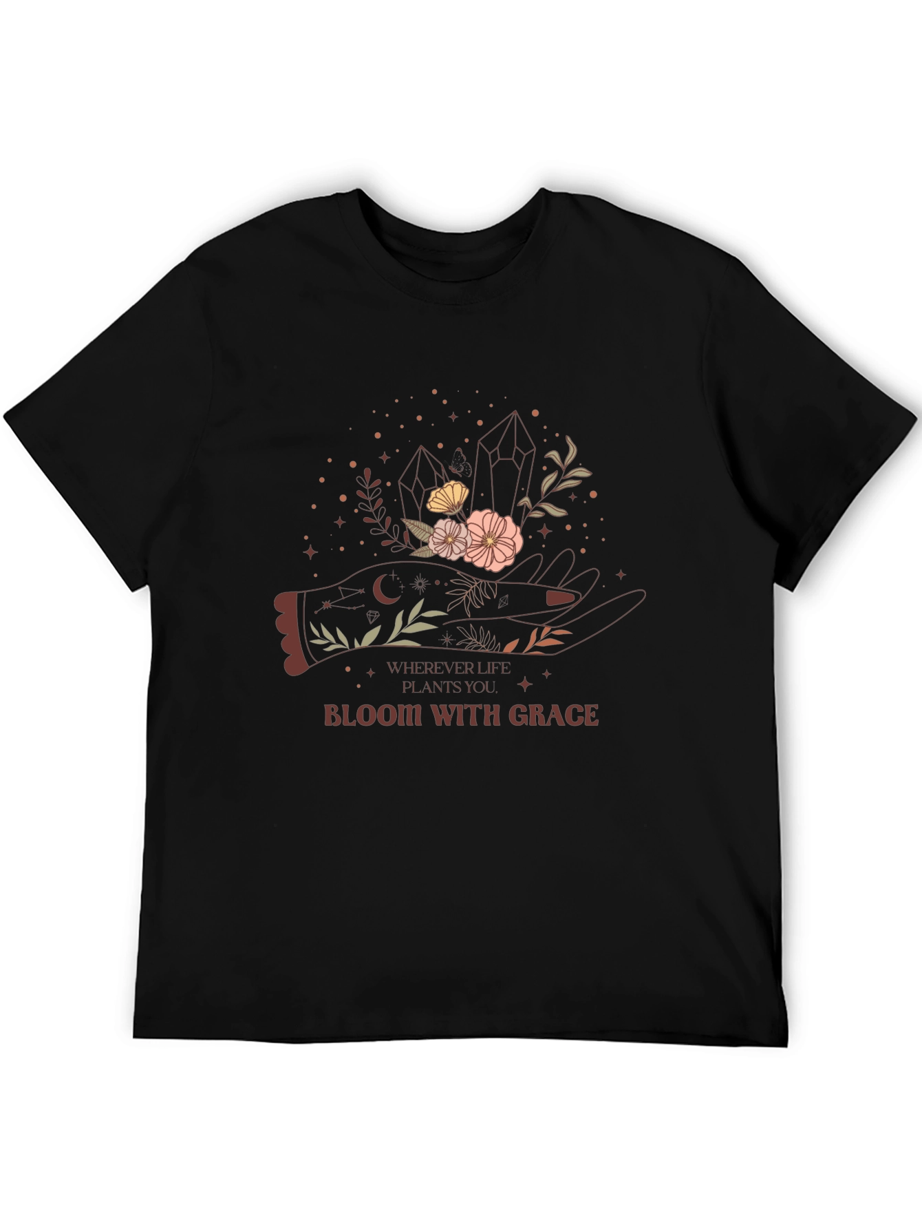 Bloom With Grace Graphic Tee - Black