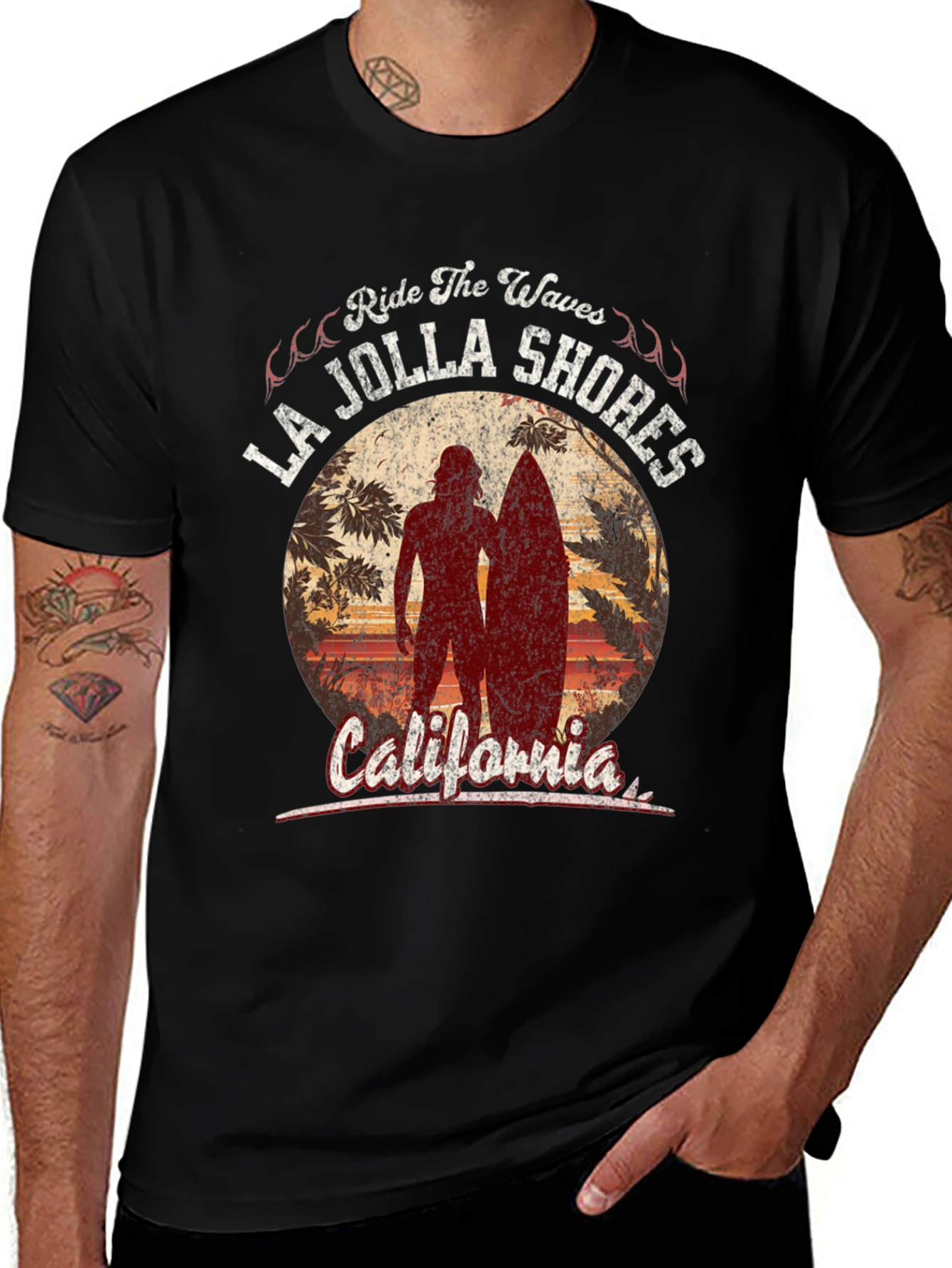 La Jolla Shores Ride the Waves Graphic Tee