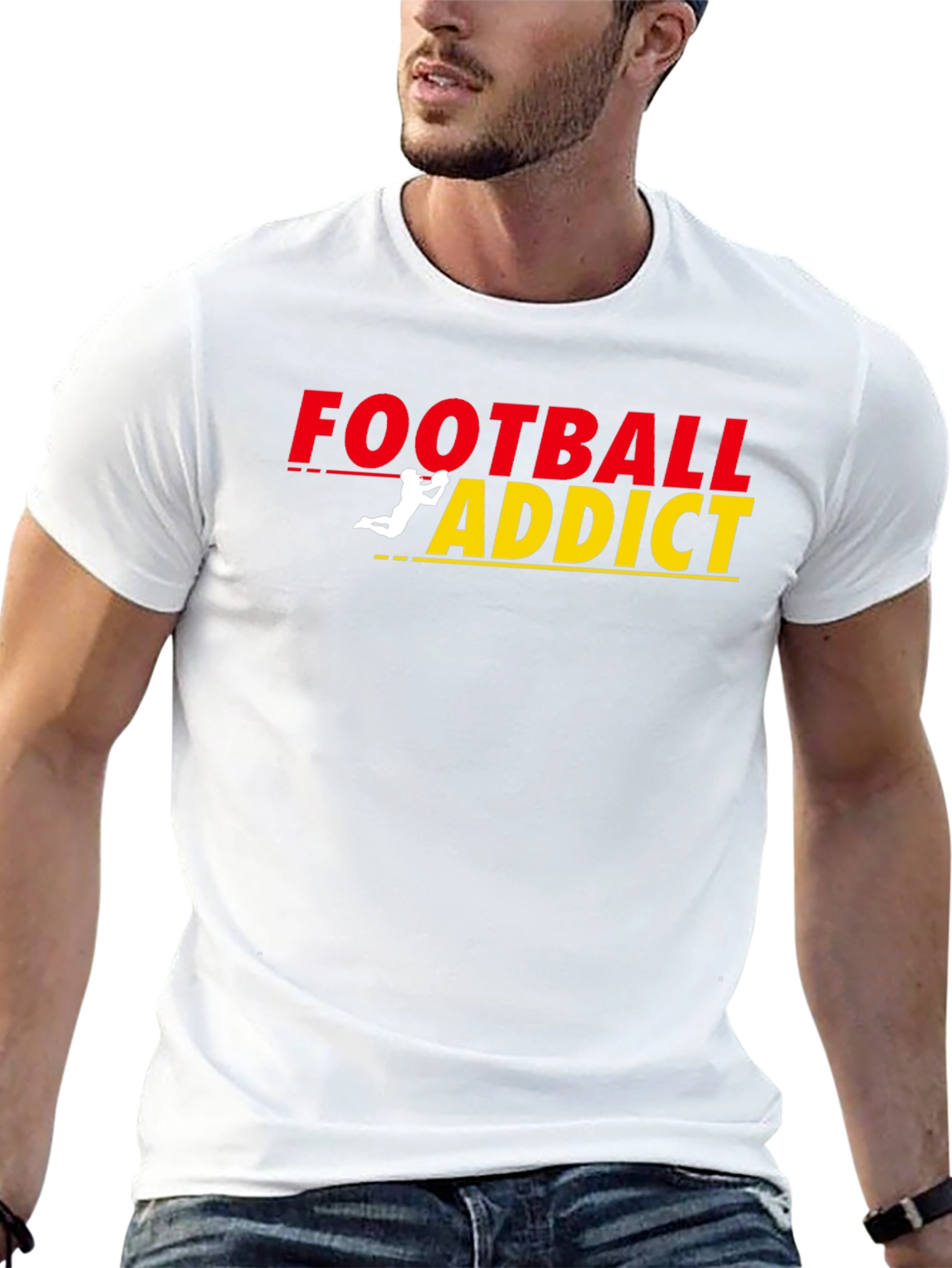 Football Addict Graphic Tee - Black Cotton T-Shirt