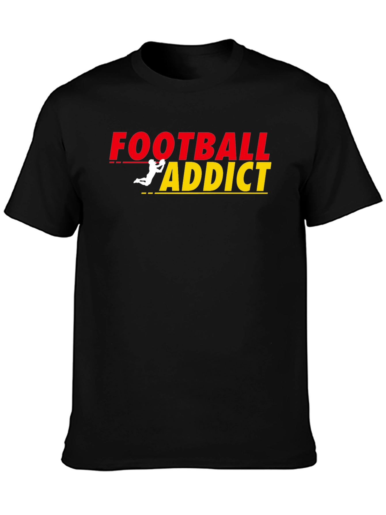 Football Addict Graphic Tee - Black Cotton T-Shirt