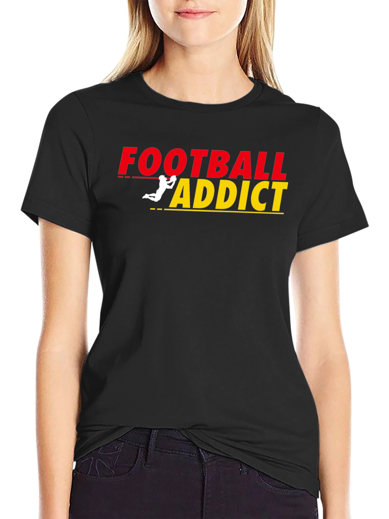 Football Addict Graphic Tee - Black Cotton T-Shirt
