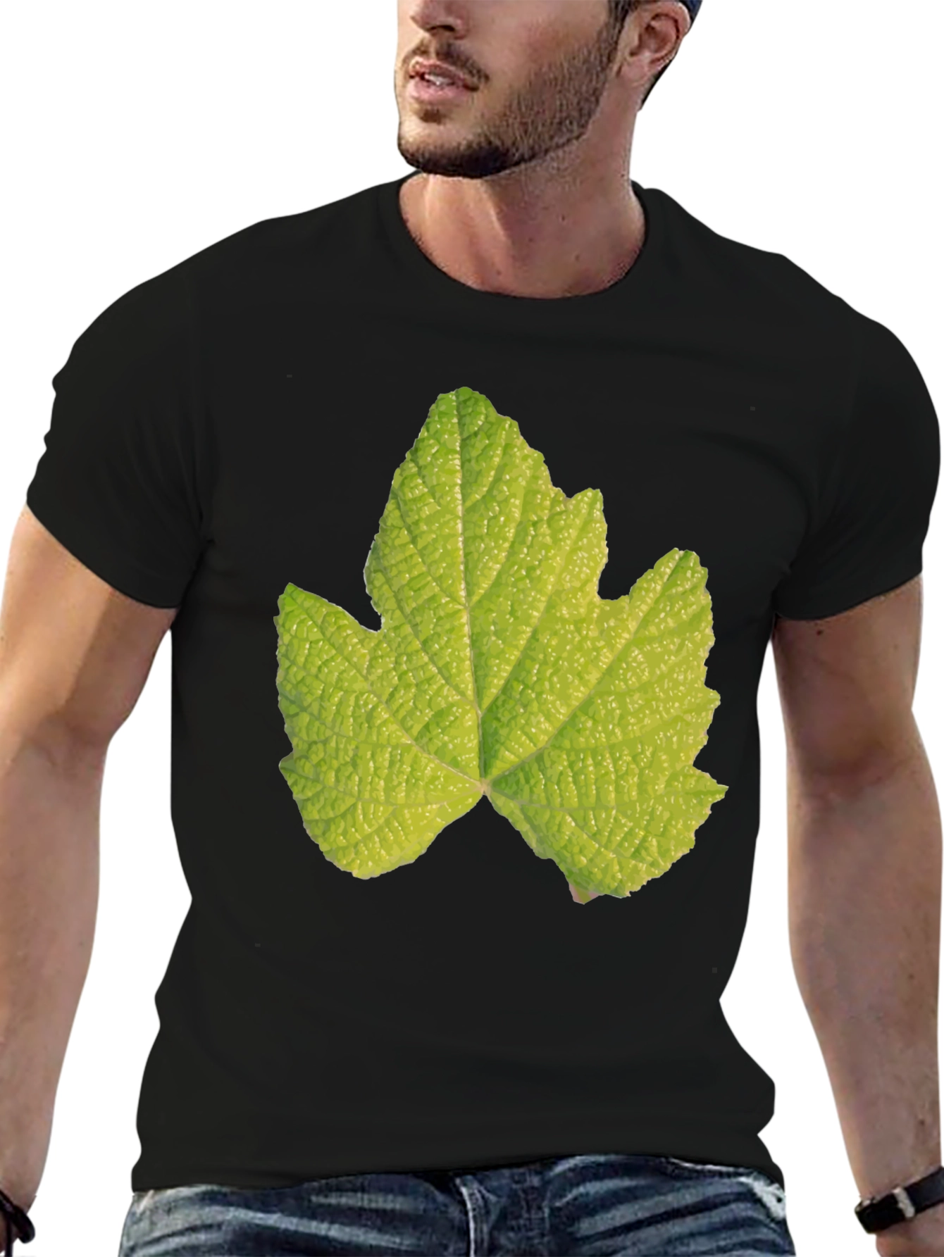 Leaf Graphic Black T-Shirt