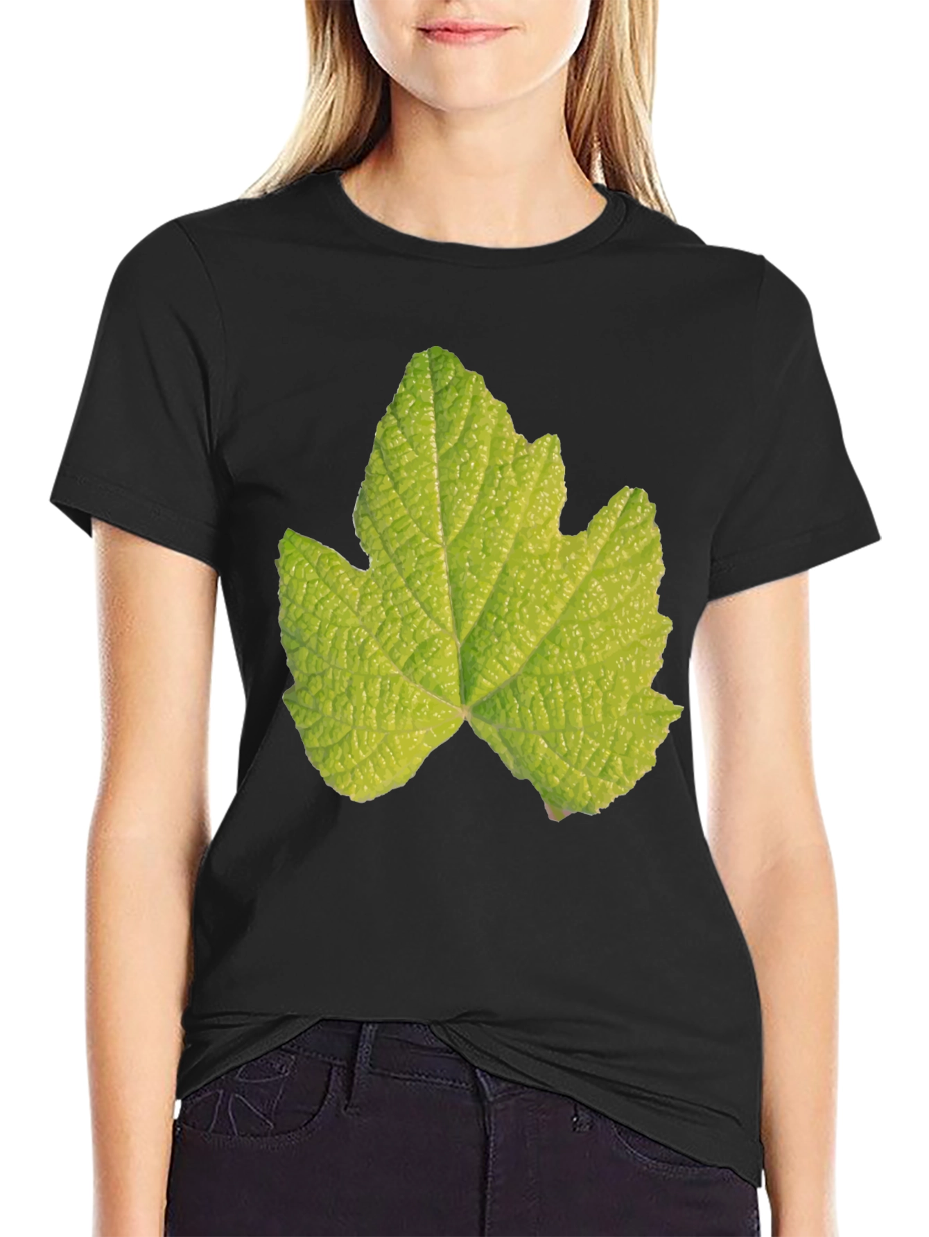 Leaf Graphic Black T-Shirt