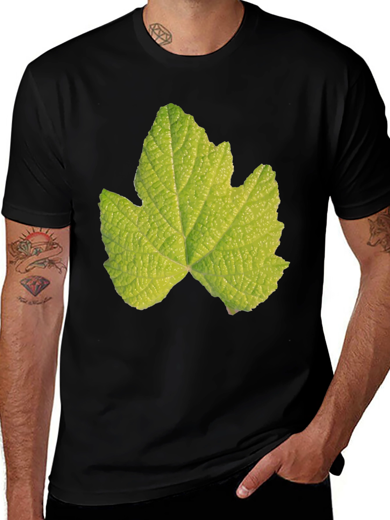 Leaf Graphic Black T-Shirt