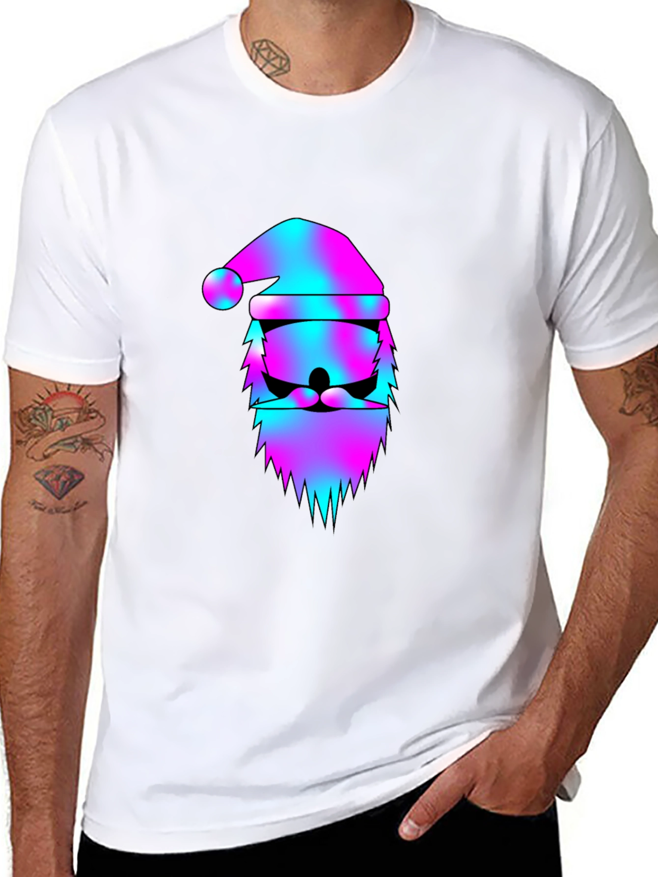 Vaporwave Santa Claus Graphic Tee