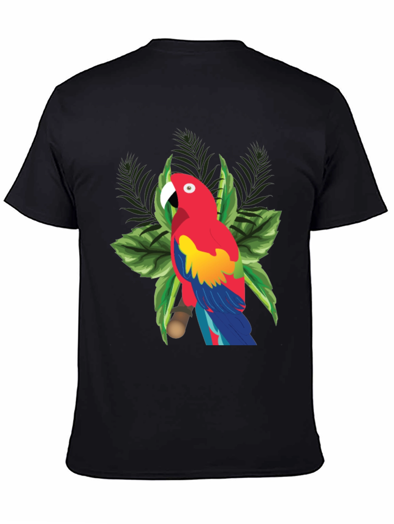 Tropical Parrot Graphic Tee - Black